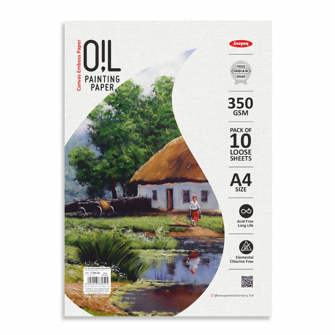Anupam Oil Painting Drawing Paper Pack 350 GSM Canvas Textured Sheets - Retail Maharaj
