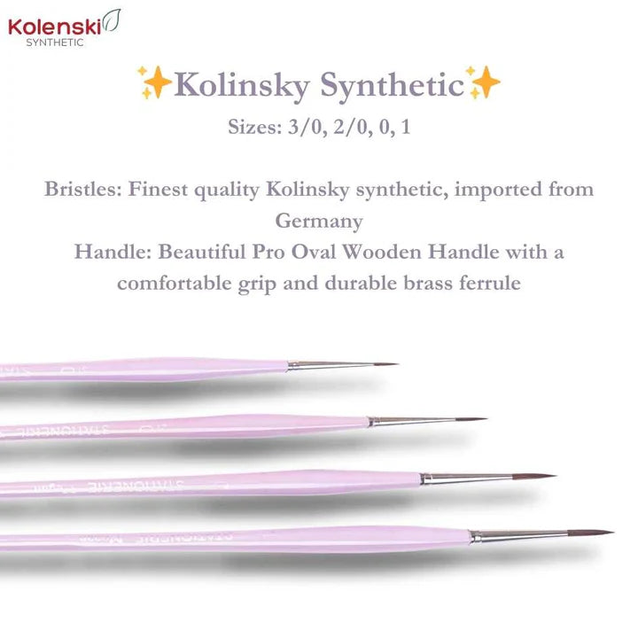 Retail Maharaj Short Liner Brush Set of 4 Lilac Mist Edition, Kolinsky Synthetic - Retail Maharaj