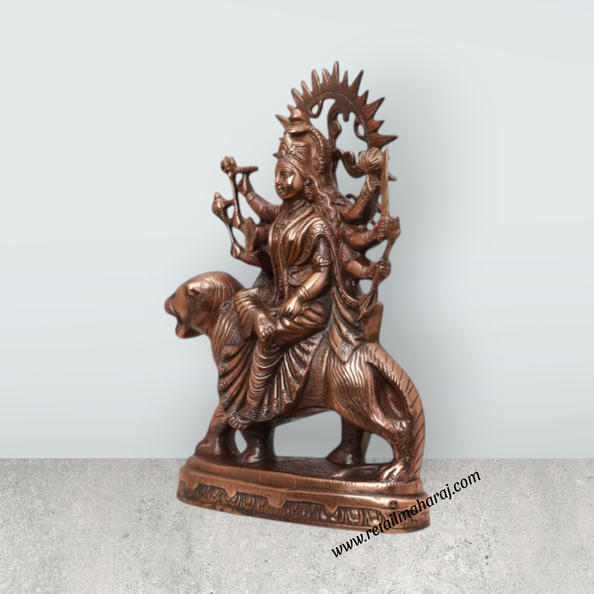 Durga Murti - 18 Inches | Durga Statue/ Copper Idol/ Durga Maa Idol for Pooja/ 2.240 Kgs Approx - Retail Maharaj