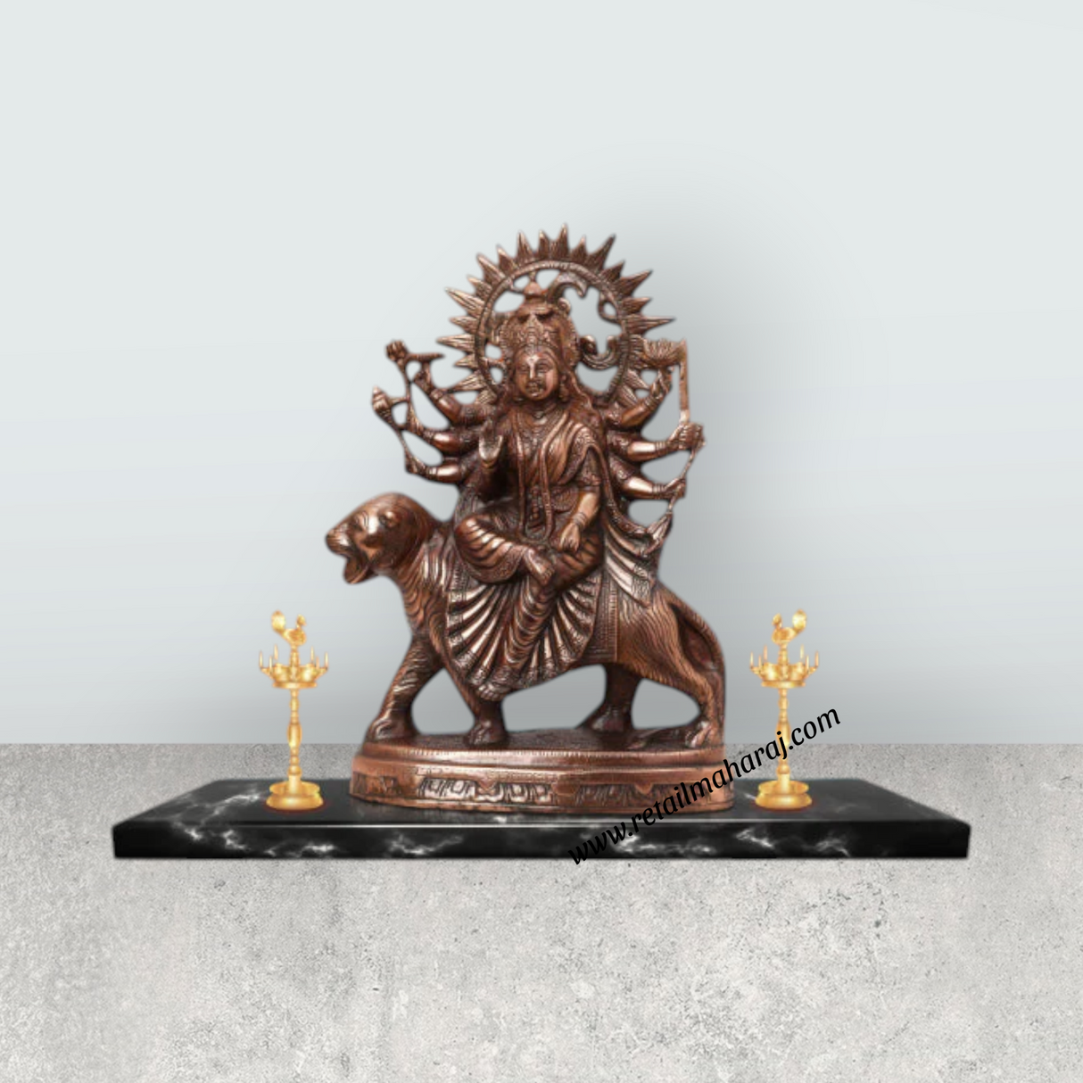 Durga Murti - 18 Inches | Durga Statue/ Copper Idol/ Durga Maa Idol for Pooja/ 2.240 Kgs Approx - Retail Maharaj