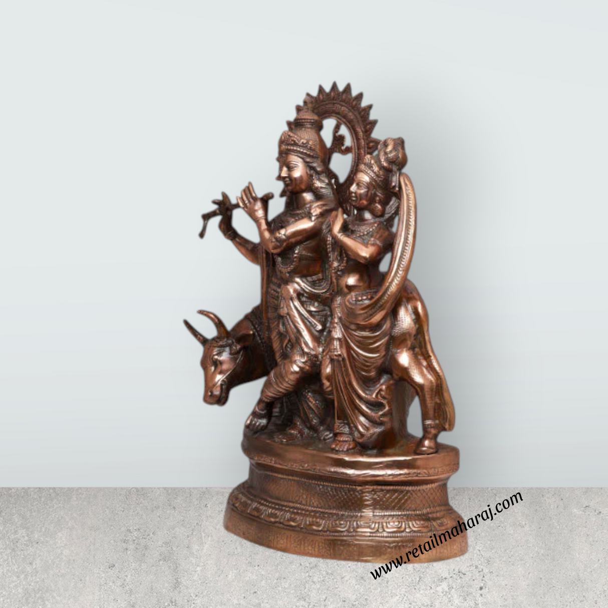 Radha Krishna Idol | Copper Idol/ Radha Krishna Murti for Pooja - Retail Maharaj