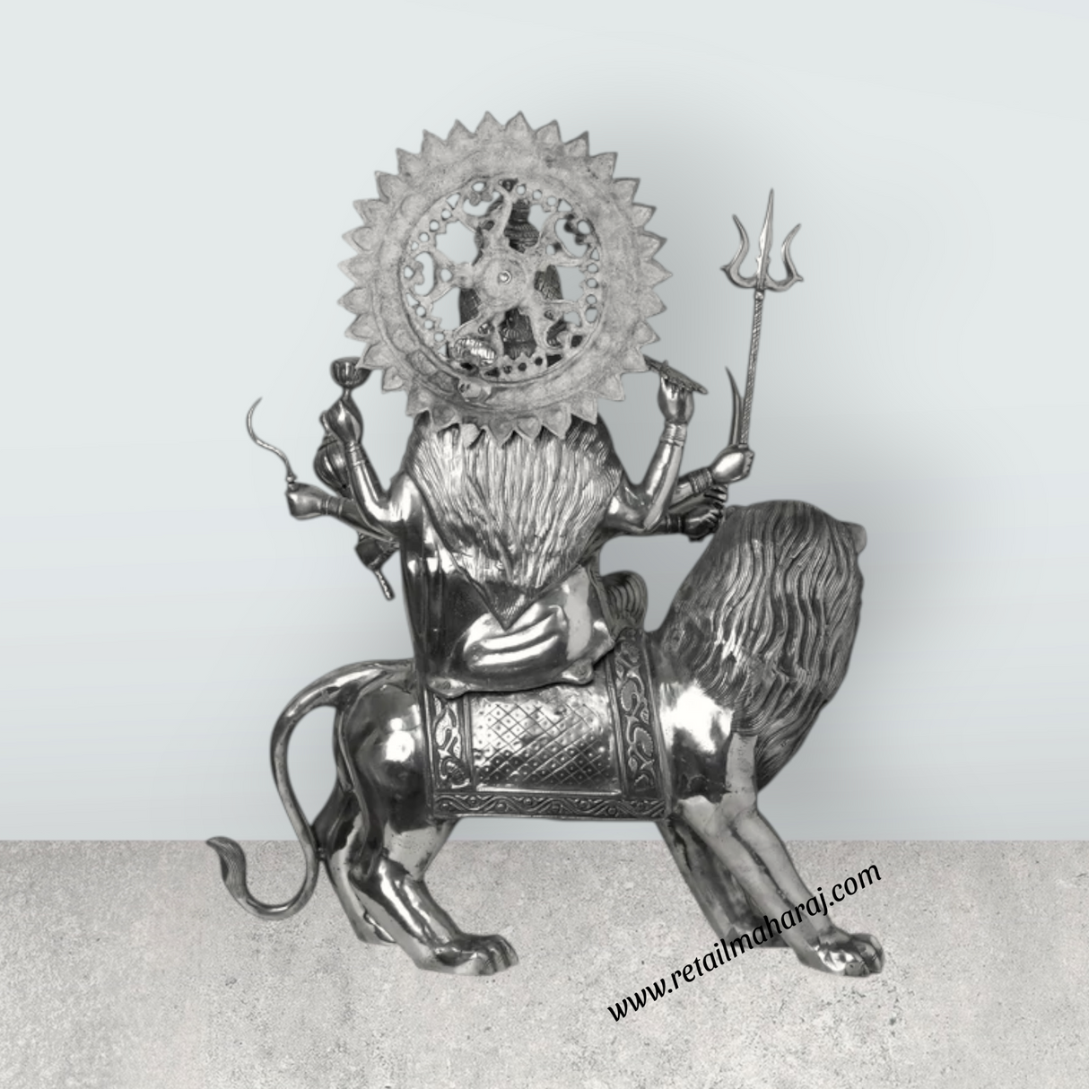 Durga Murti - 45 Inches | Sherawali Mata/ Copper Idol for Pooja/ 15.580 Kgs Approx - Retail Maharaj
