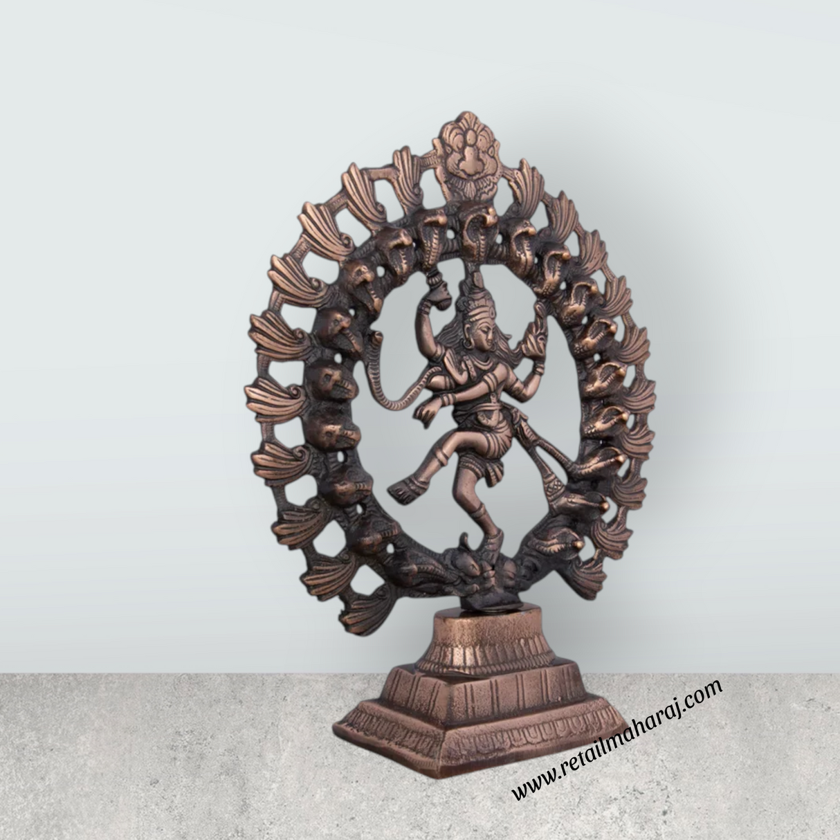 Natraj Murti - 12 x 10 Inches | Copper Oxidised Nataraja Vigraham for Pooja/ 720 Gms Approx - Retail Maharaj