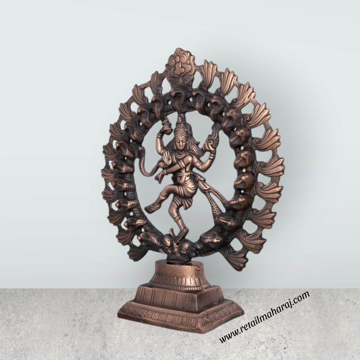 Natraj Murti - 12 x 10 Inches | Copper Oxidised Nataraja Vigraham for Pooja/ 720 Gms Approx - Retail Maharaj