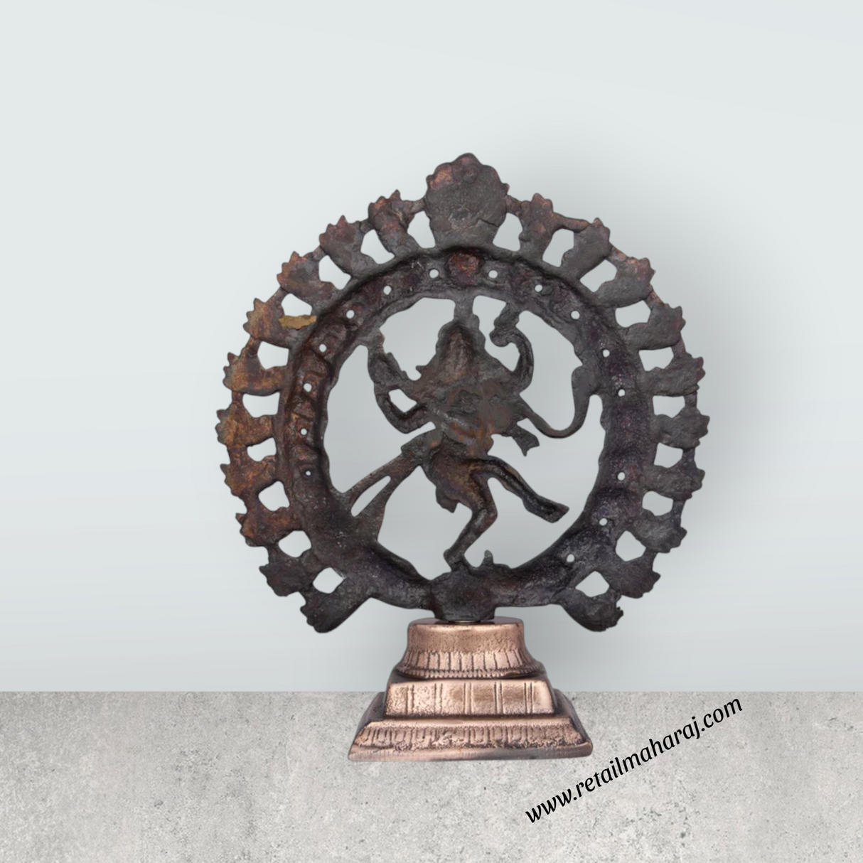 Natraj Murti - 12 x 10 Inches | Copper Oxidised Nataraja Vigraham for Pooja/ 720 Gms Approx - Retail Maharaj