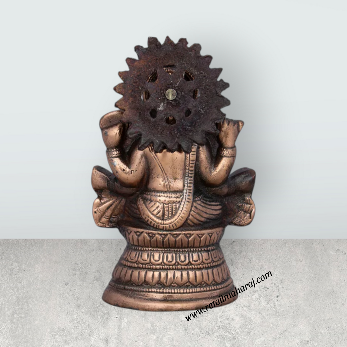 Ganesh Murti - 8 x 5 Inches | Copper Oxidised Ganpati Idol/ Vinayaka Statue for Pooja/ 430 Gms Approx - Retail Maharaj