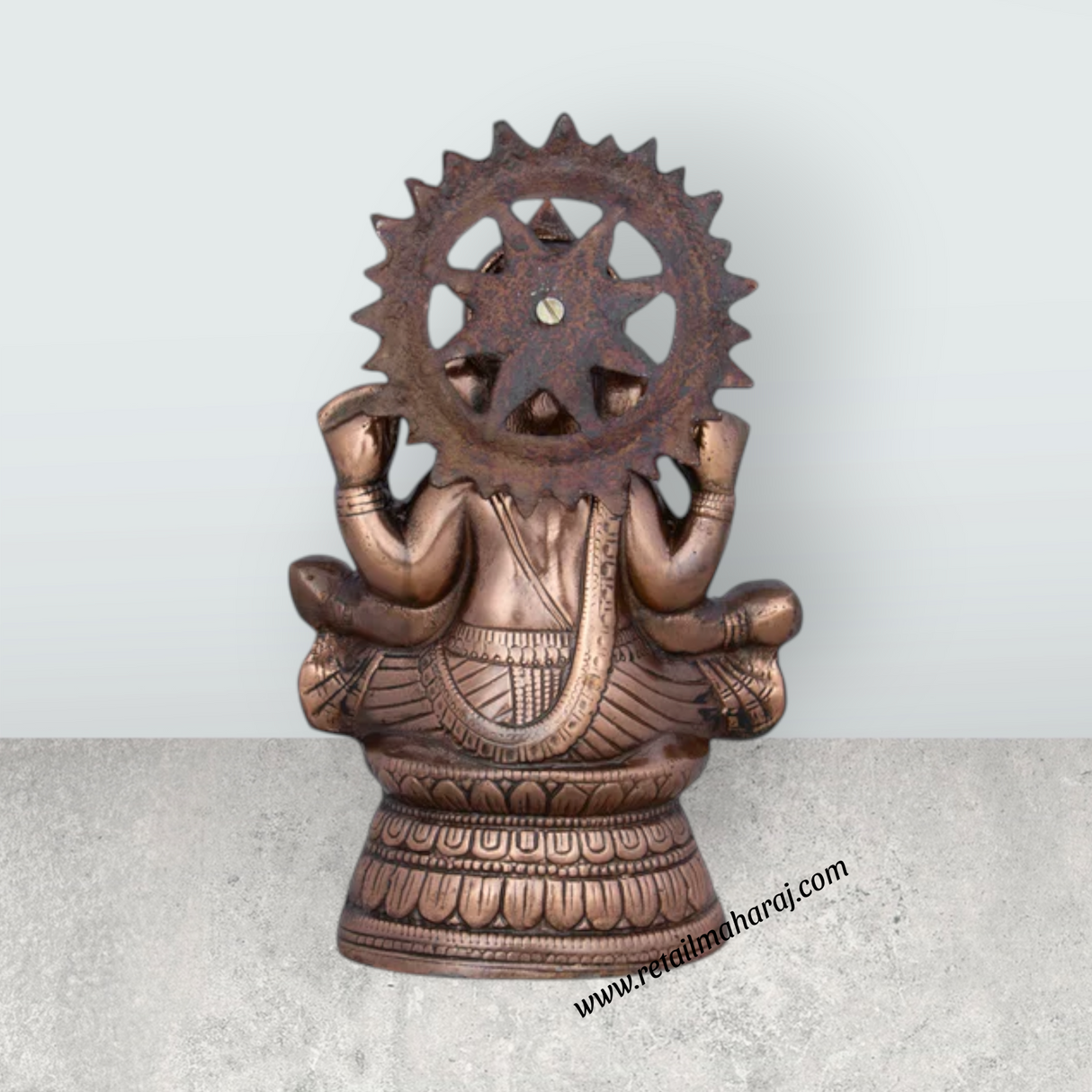 Ganesh Murti - 9.5 x 6 Inches | Copper Oxidised Ganpati Idol/ Vinayaka Statue for Pooja/ 550 Gms Approx - Retail Maharaj