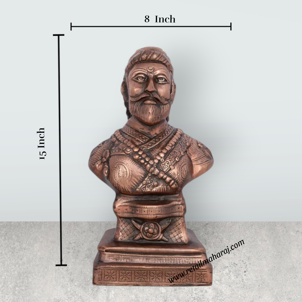 Shivaji Maharaj Statue - 15 x 8 Inches | Copper Oxidised Shivaji Statue/ Shivaji Maharaj Murti for Home/ 1.760 Kgs - Retail Maharaj