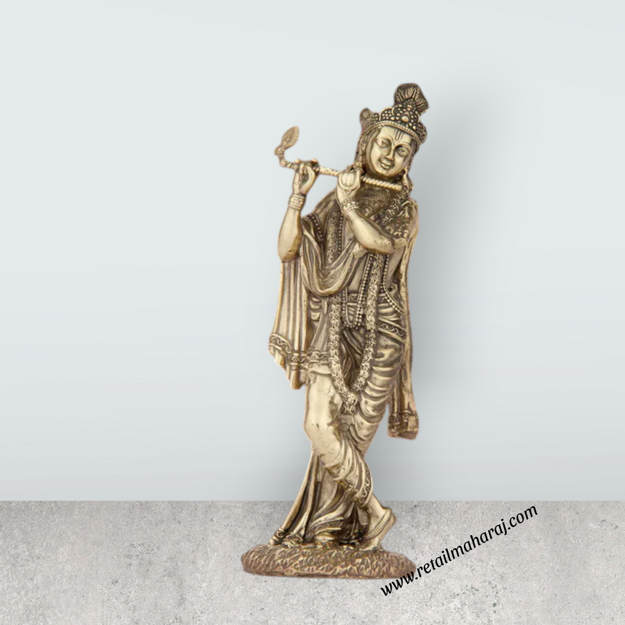 Krishnan Statue - 6 x 1.5 Inches | Brass idol/ Krishna Flute Statue for Pooja/ 230 Gms Approx