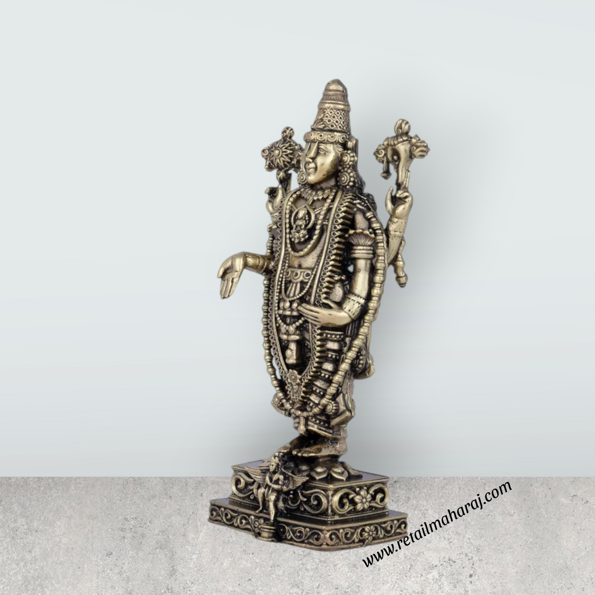 Balaji Murti - 6 x 3 Inches | Brass Idol/ Balaji Idol for Pooja/ 355 Gms Approx - Retail Maharaj