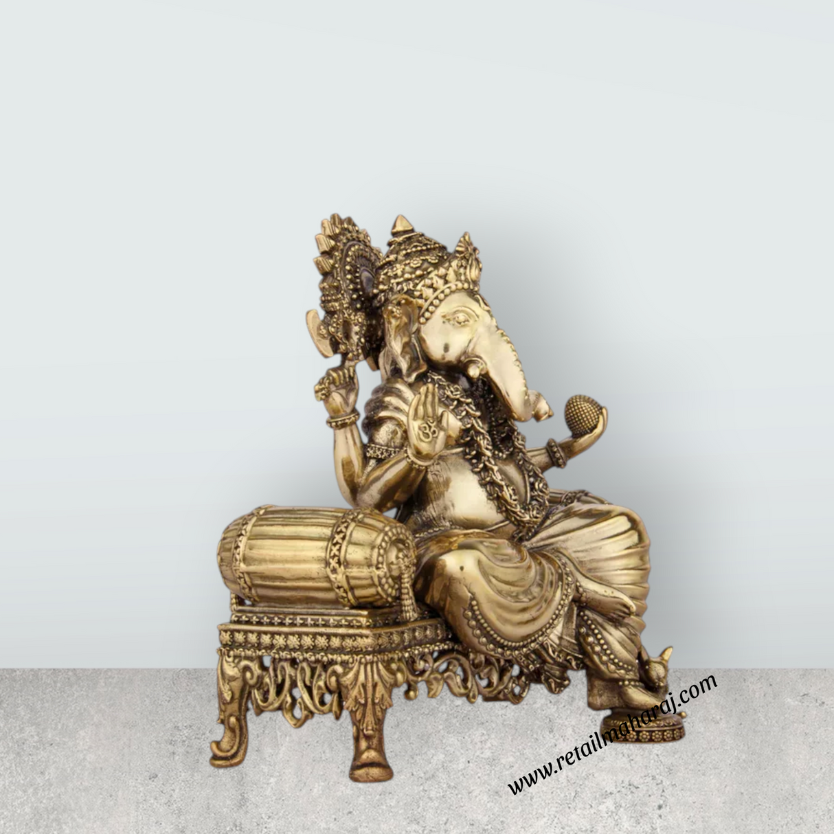Ganesh Murti - 5.5 x 5.5 Inches | Brass Idol/ Vinayaka Idol for Pooja/ 875 Gms Approx