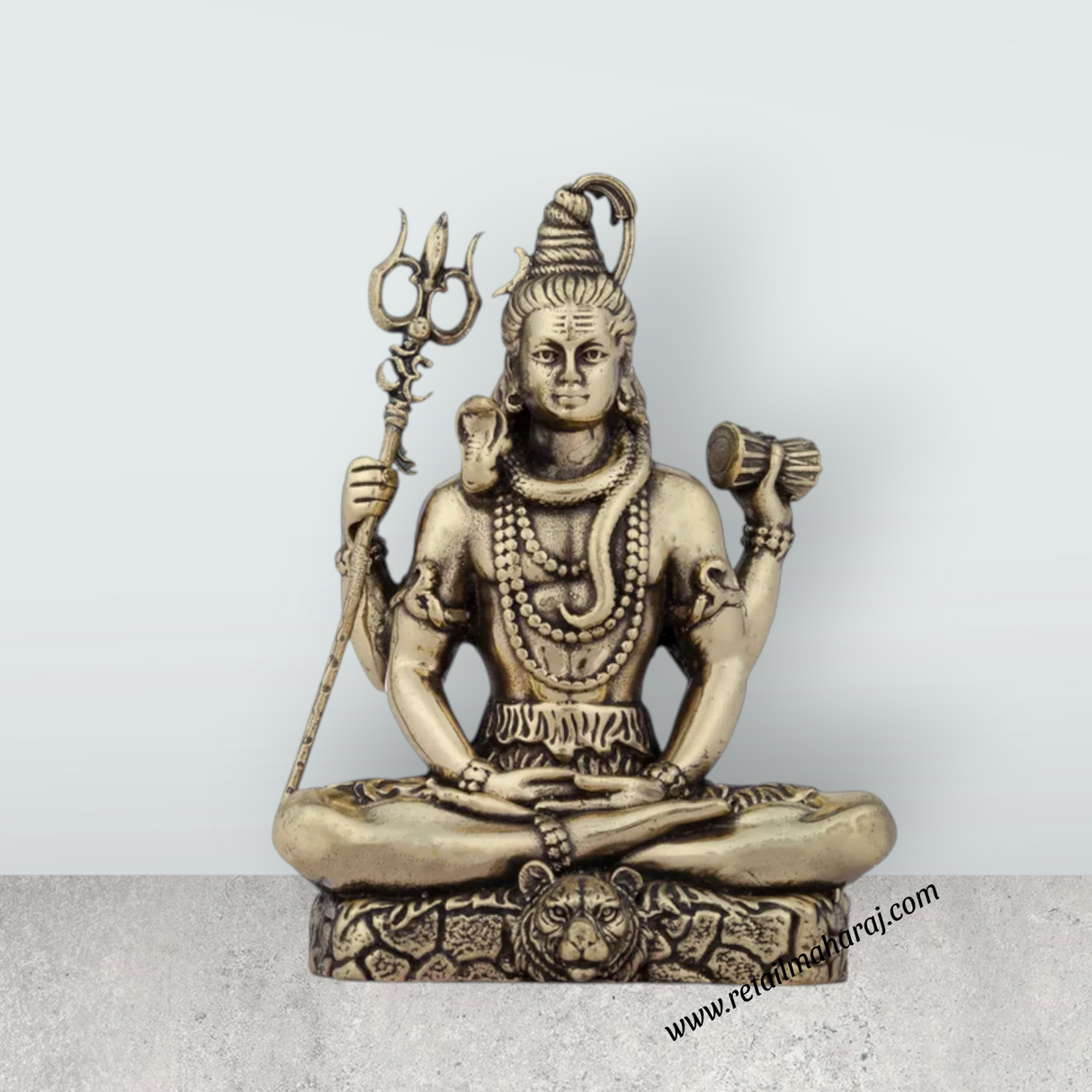 Shivan Statue - 3 x 2 Inches | Sitting Shiva Statue/ Brass Idol for Pooja/ 95 Gms Approx - Retail Maharaj