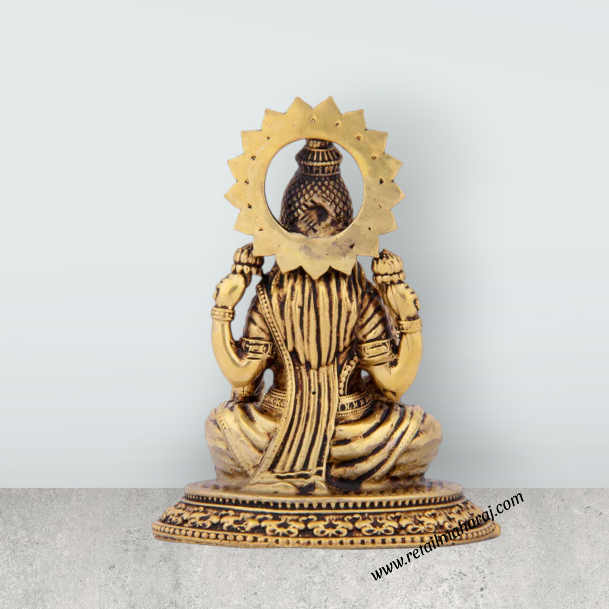 Laxmi Devi Statue - 2.75 x 2 Inches | Sitting Laxmi Statue/ Brass Idol/ Maha Laxmi Idol for Pooja/ 75 Gms Approx - Retail Maharaj