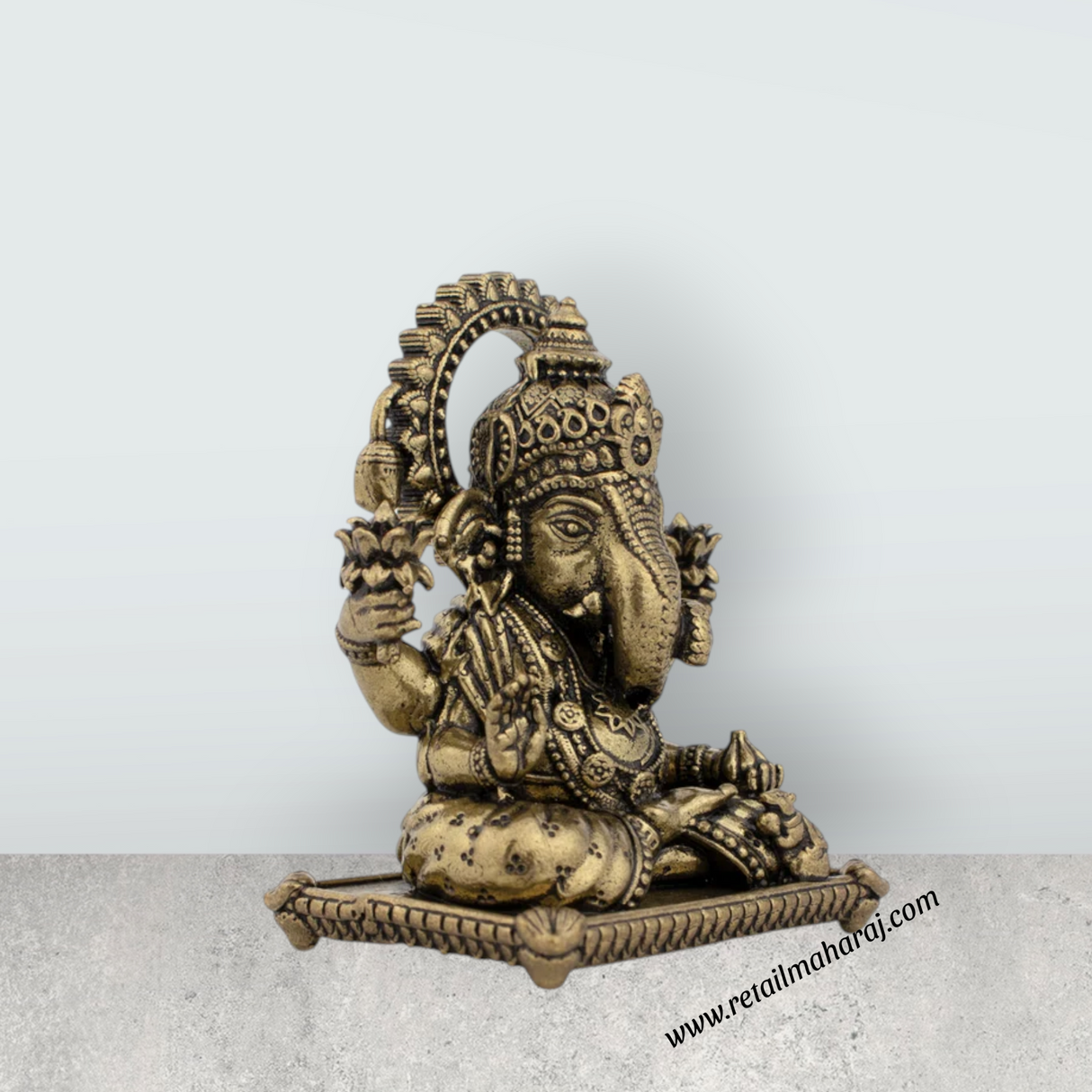 Ganesha Murti Statue - 2 x 1.75 Inches | Brass Idol/ Vinayaka Idol for Pooja/ 55 Gms Approx - Retail Maharaj