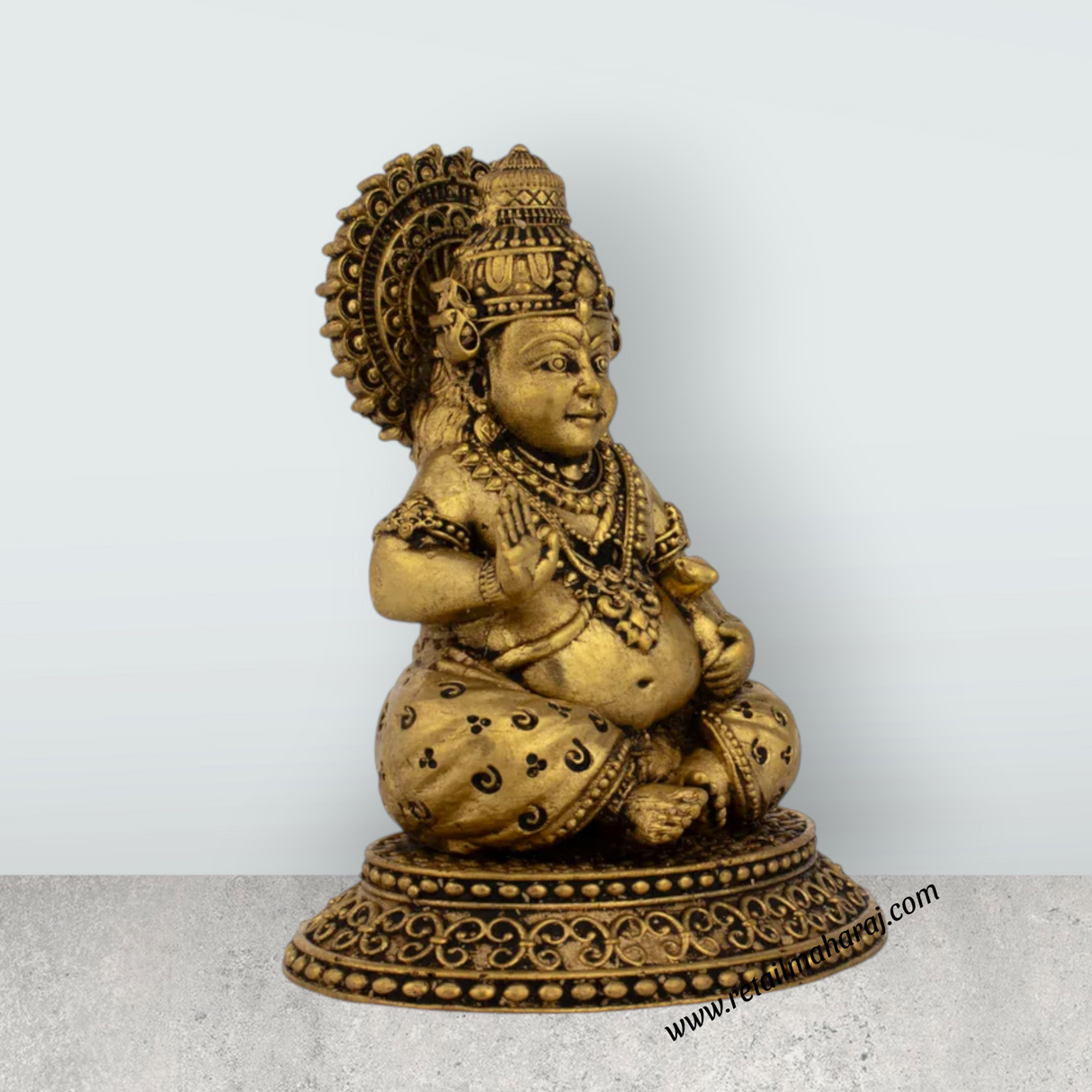 Kubera Statue - 4 x 4 Inches | Kuber Murti/ Brass Idol/ kuberan idol for Pooja/ 440 Gms Approx - Retail Maharaj