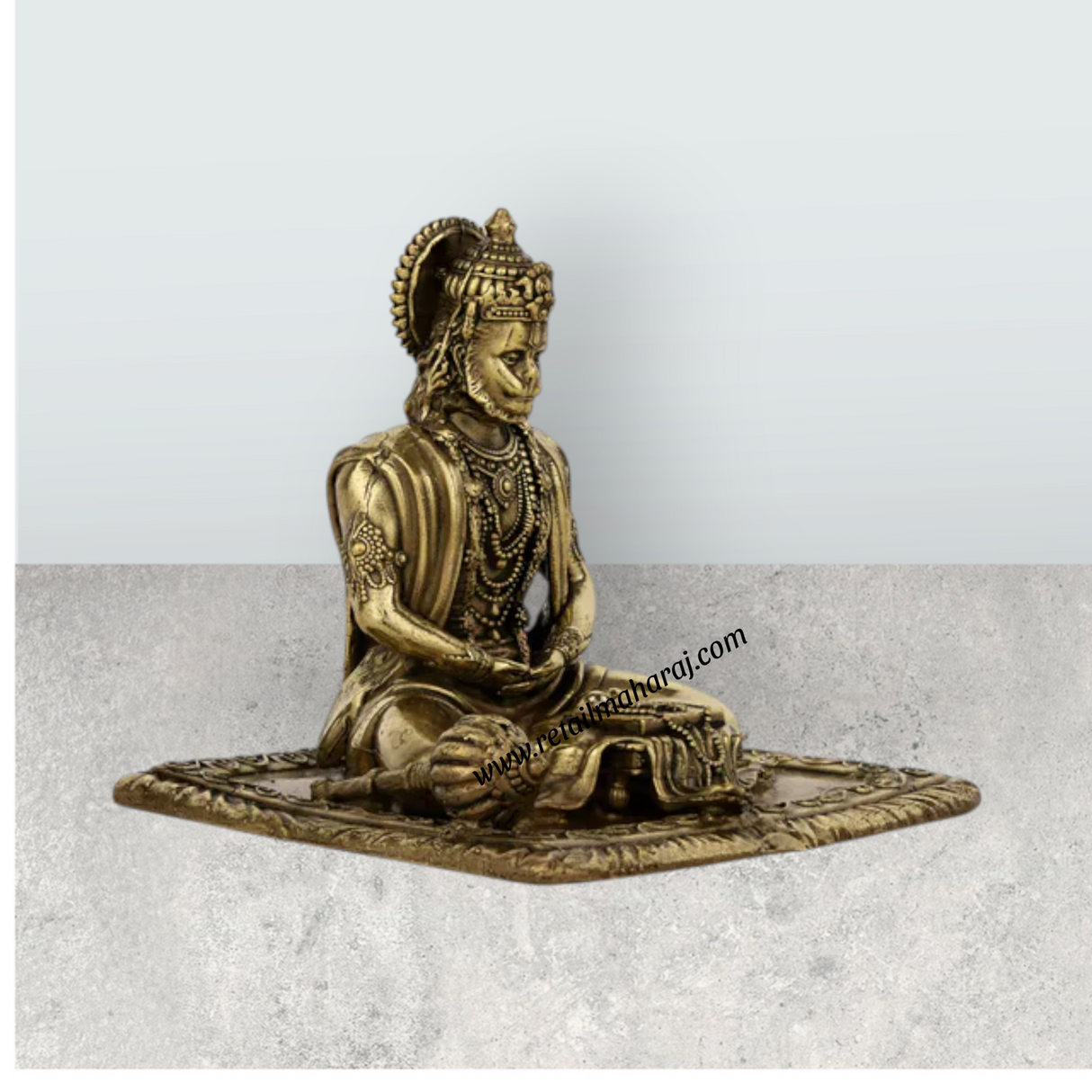 Hanuman Statue – 3 x 3.25 Inches | Brass Anjaneya Idol / Hanuman Murti for Home Temple & Pooja Decor - Retail Maharaj