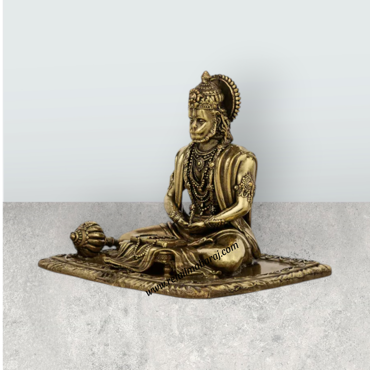 Hanuman Statue – 3 x 3.25 Inches | Brass Anjaneya Idol / Hanuman Murti for Home Temple & Pooja Decor - Retail Maharaj