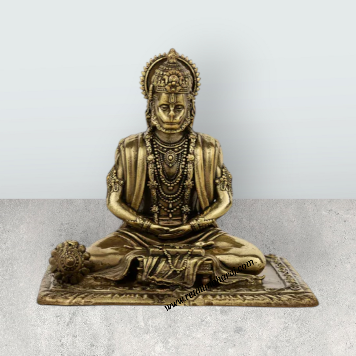 Hanuman Statue – 3 x 3.25 Inches | Brass Anjaneya Idol / Hanuman Murti for Home Temple & Pooja Decor - Retail Maharaj