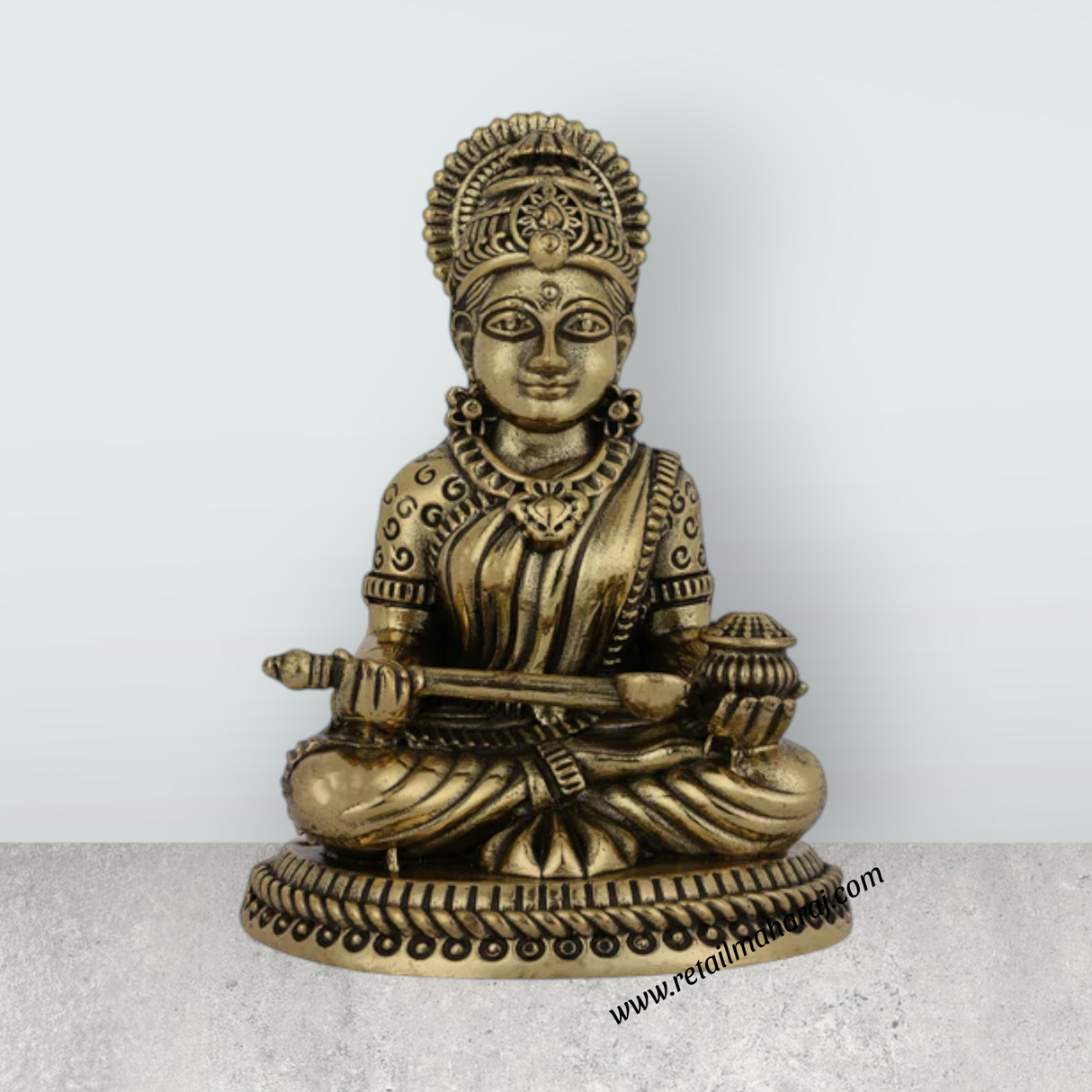 Annapoorani Murti – 3 x 2 Inches | Antique Brass Annapurna Devi Idol for Home & Pooja - Retail Maharaj