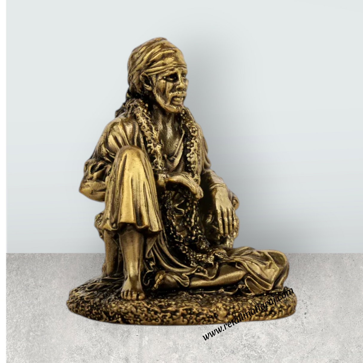 Sai Baba Murti – Antique Brass Shirdi Sai Baba Idol for Home & Temple Pooja (3 x 2.5 Inches) - Retail Maharaj