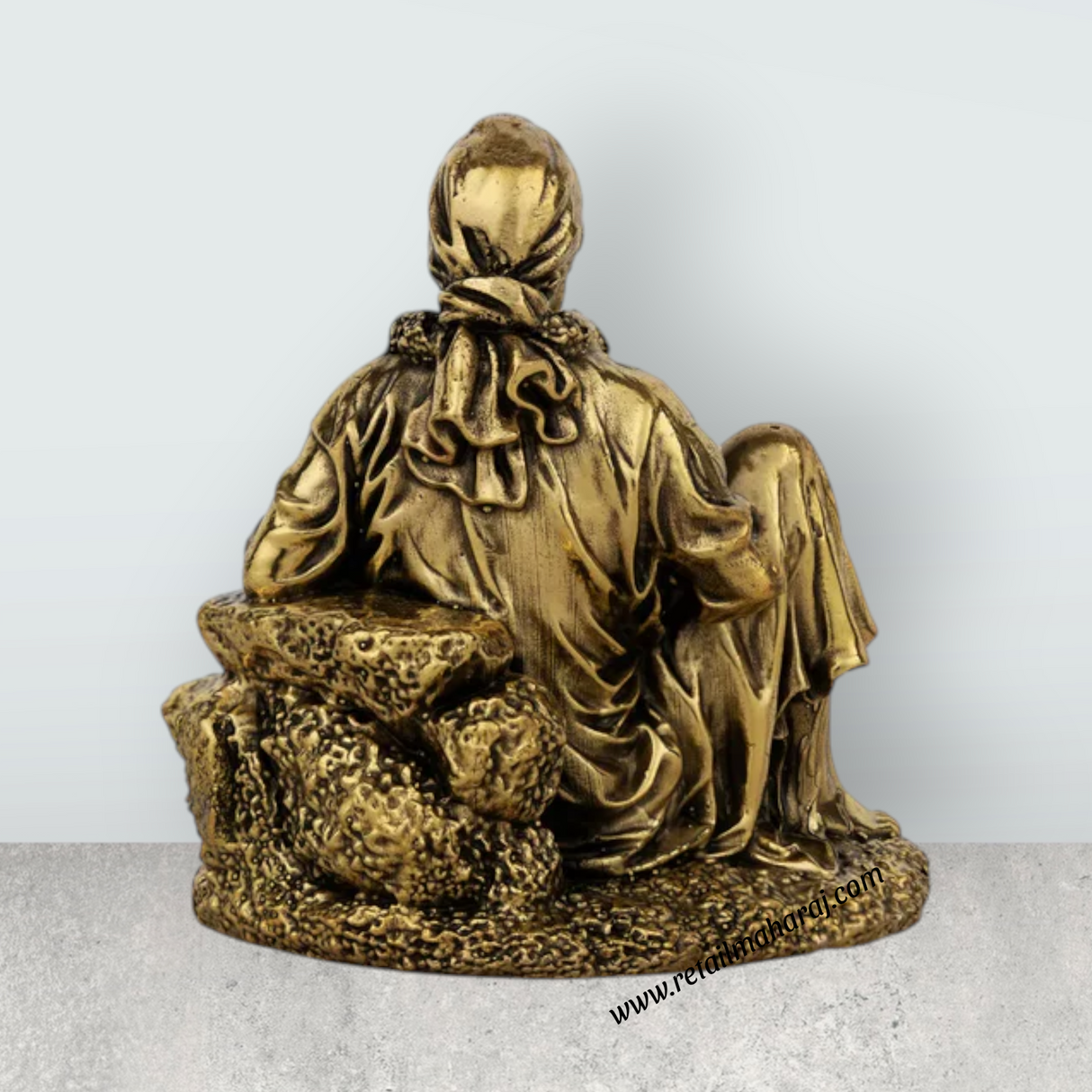 Sai Baba Murti – Antique Brass Shirdi Sai Baba Idol for Home & Temple Pooja (3 x 2.5 Inches) - Retail Maharaj