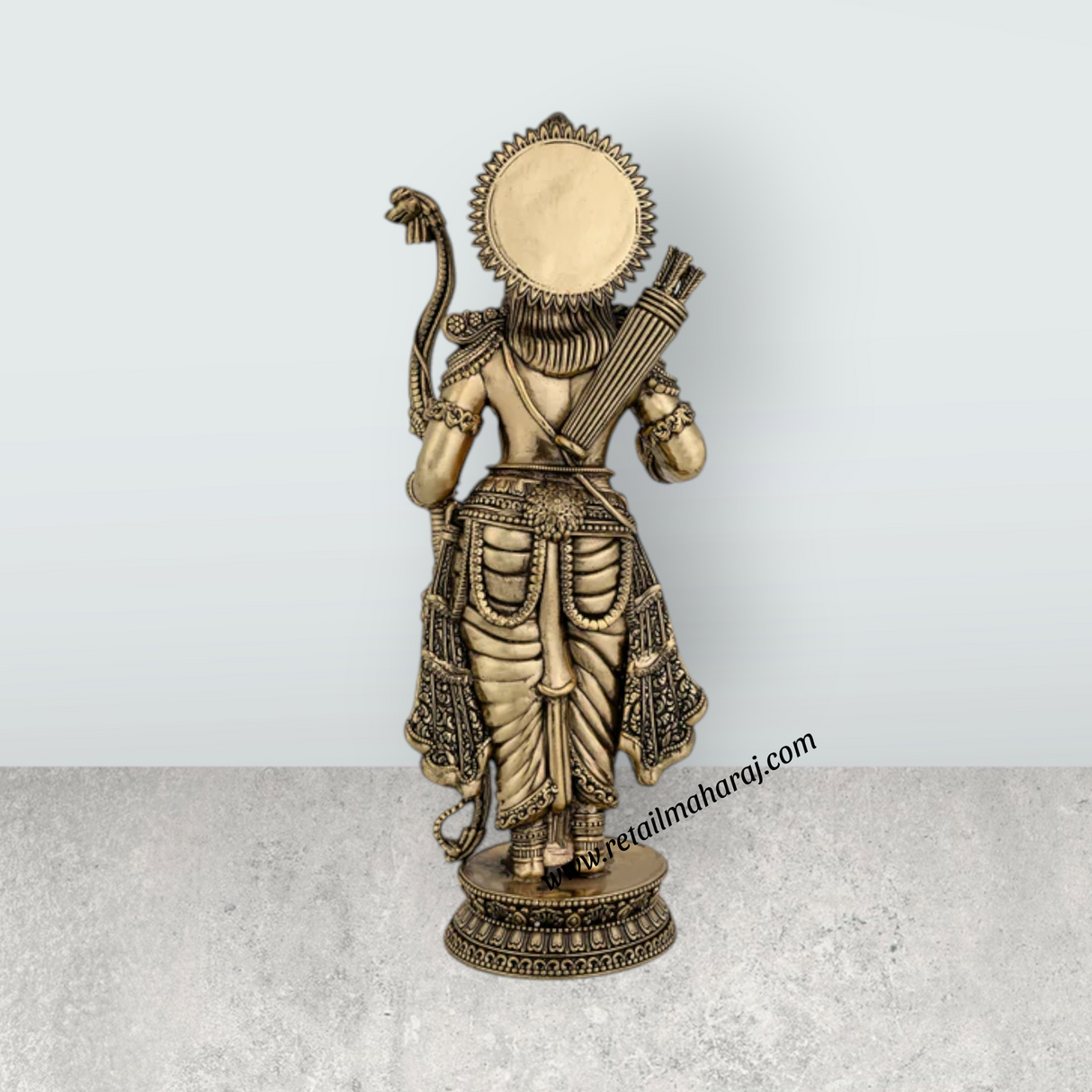 Ramar Murti Set - 10 x 3 Inches | Antique Brass Ram Darbar Idol (Sita Ram Laxman Hanuman) - Retail Maharaj