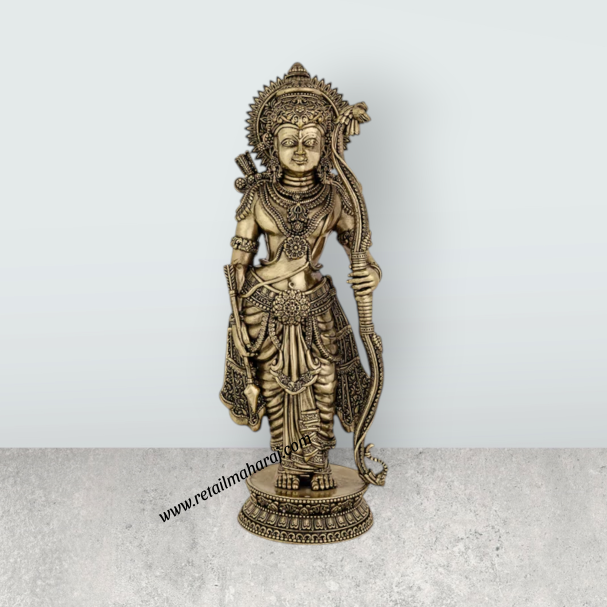 Ramar Murti Set - 10 x 3 Inches | Antique Brass Ram Darbar Idol (Sita Ram Laxman Hanuman) - Retail Maharaj