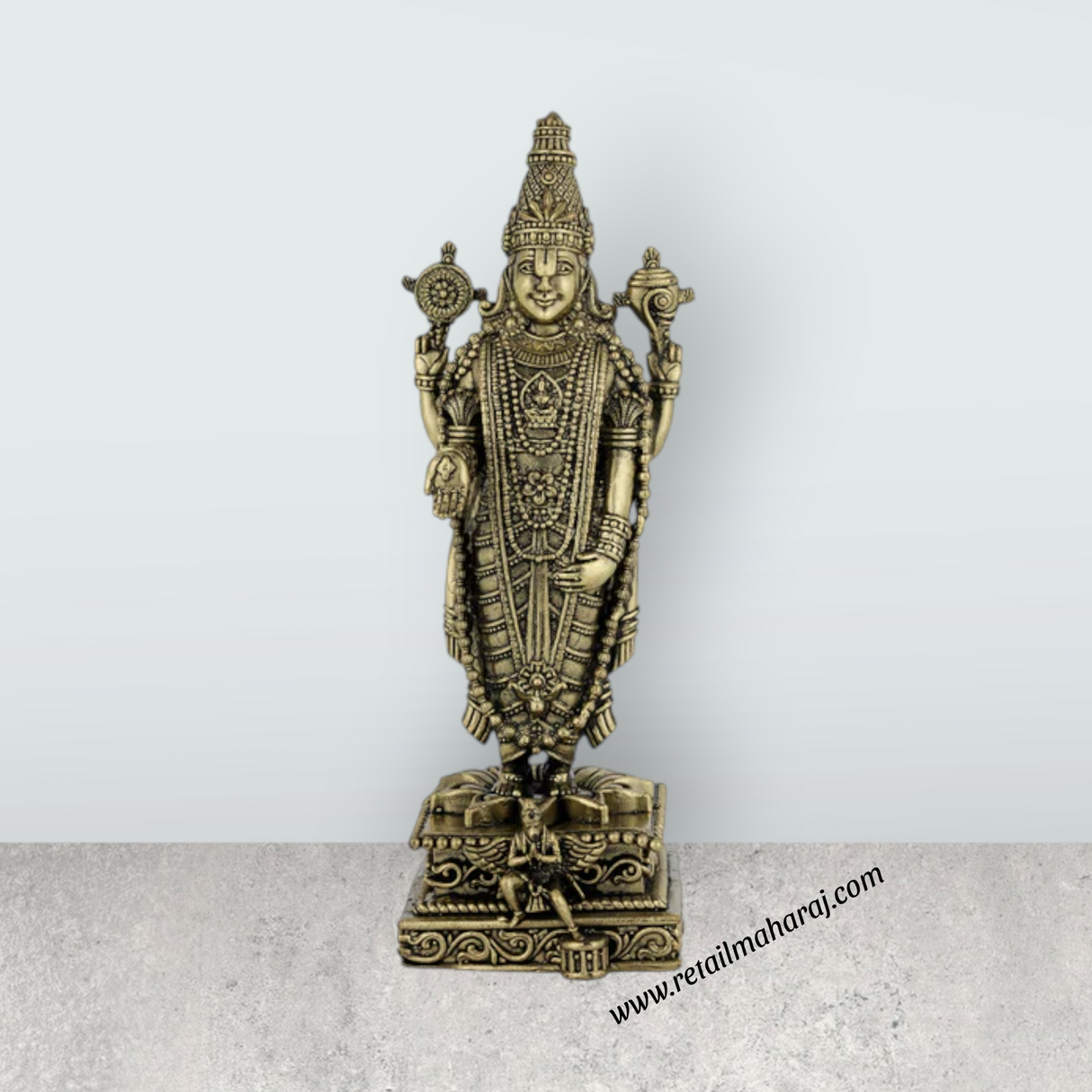 Balaji Statue – Antique Brass Lord Perumal Idol for Home, Office & Pooja Room (5.5 x 3 Inches) - Retail Maharaj