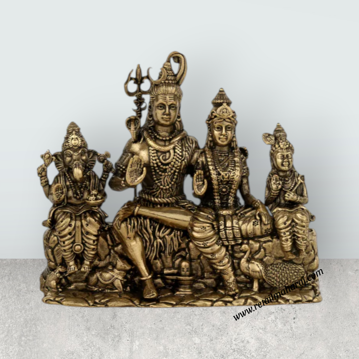 Shiv Parivar – 3.5 x 3.75 Inches | Brass Shiv Parivar Murti / Shiv Family Idol for Home Temple & Pooja Decor - Retail Maharaj