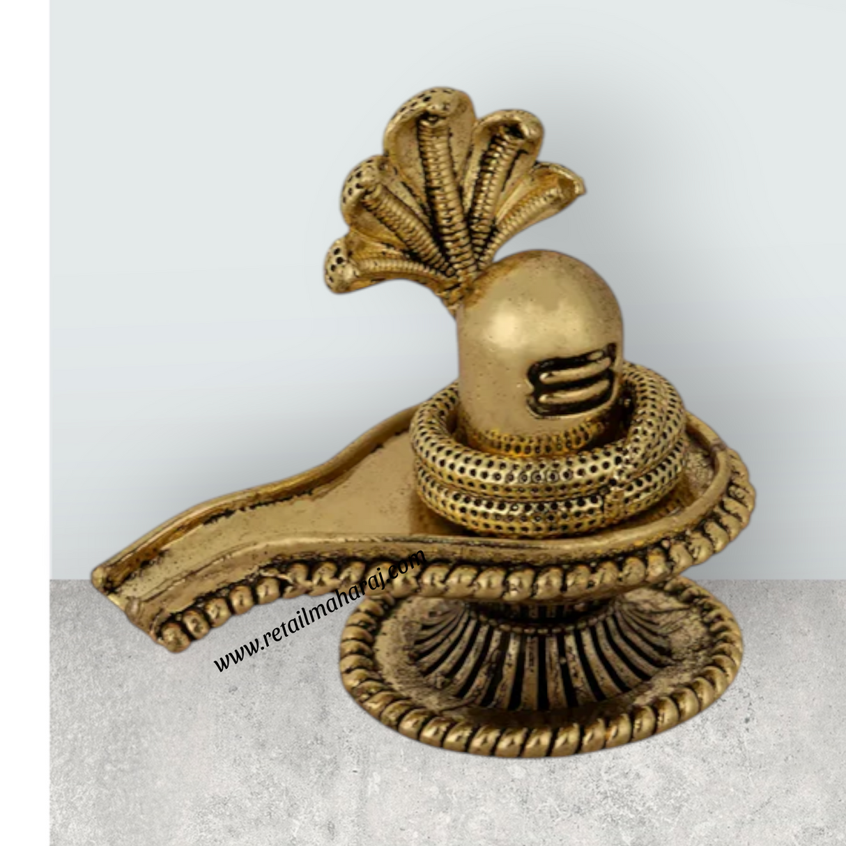 Shivling with Naga – 2.25 x 2 Inch | Antique Brass Shiva Lingam / Sivalingam Idol for Pooja & Home Temple Decor - Retail Maharaj