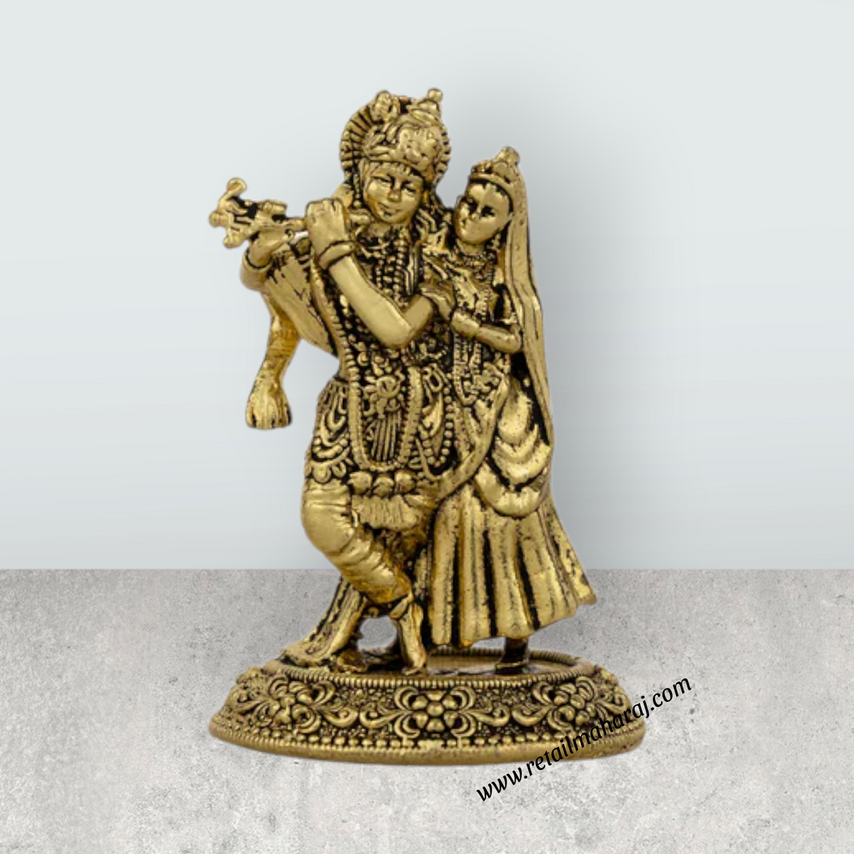 Lakshmi Murti Sitting on Lotus – 2.5 x 1.25 Inches | Brass Idol / Antique Finish Goddess Statue for Pooja & Decor - Retail Maharaj