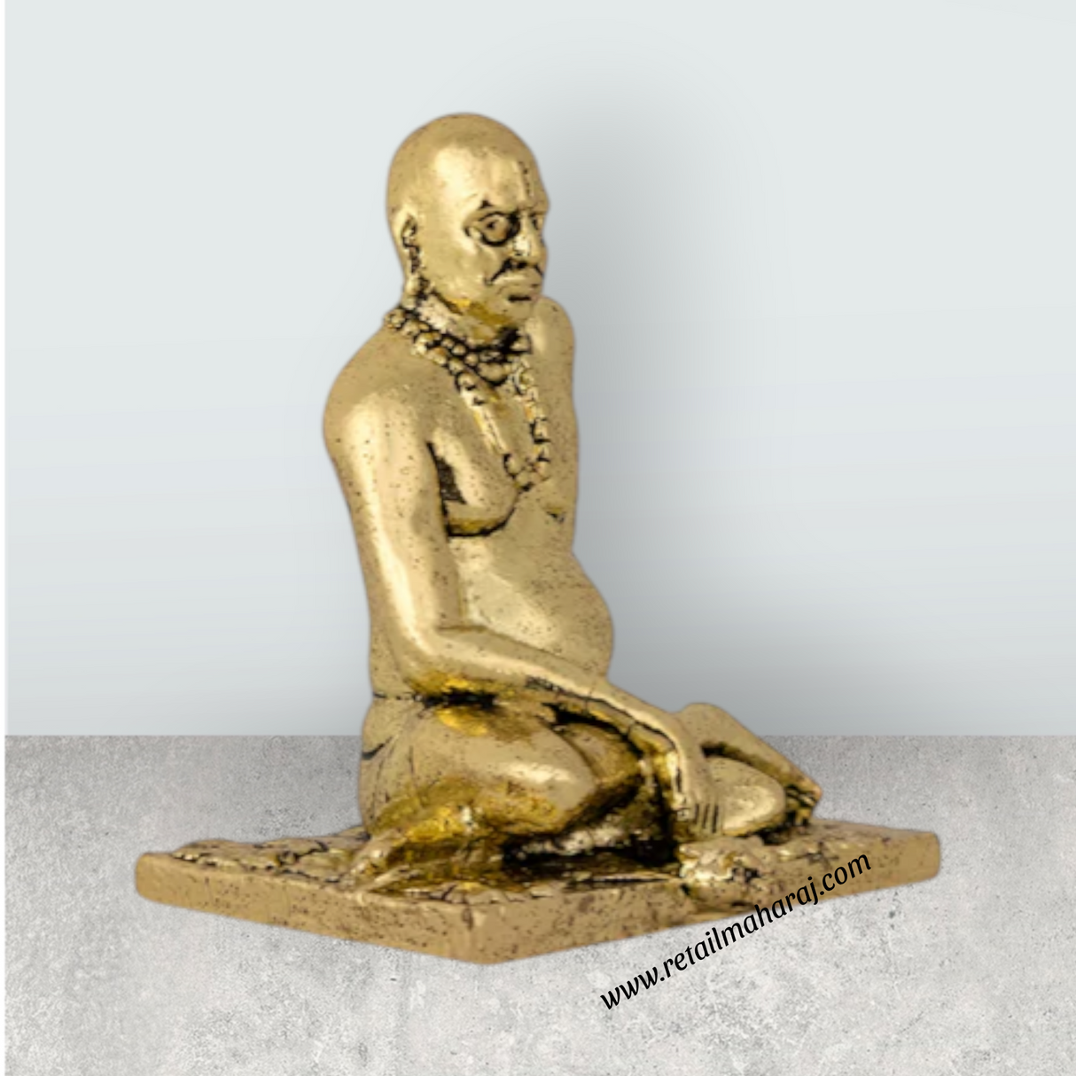 Swami Samarth Murti – Brass Idol / Swami Samarth Statue for Pooja (1.5 x 1.25 Inches) - Retail Maharaj