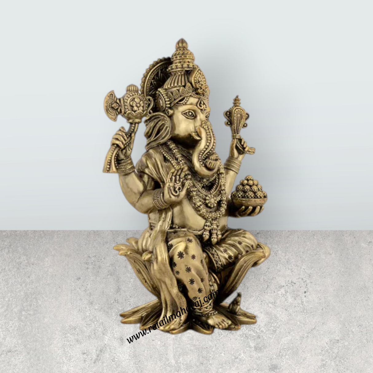 Ganesha Murti – 2 x 1.25 Inches | Brass Vinayaka Murti / Antique Polish Vigneshwara Statue for Home Temple - Retail Maharaj