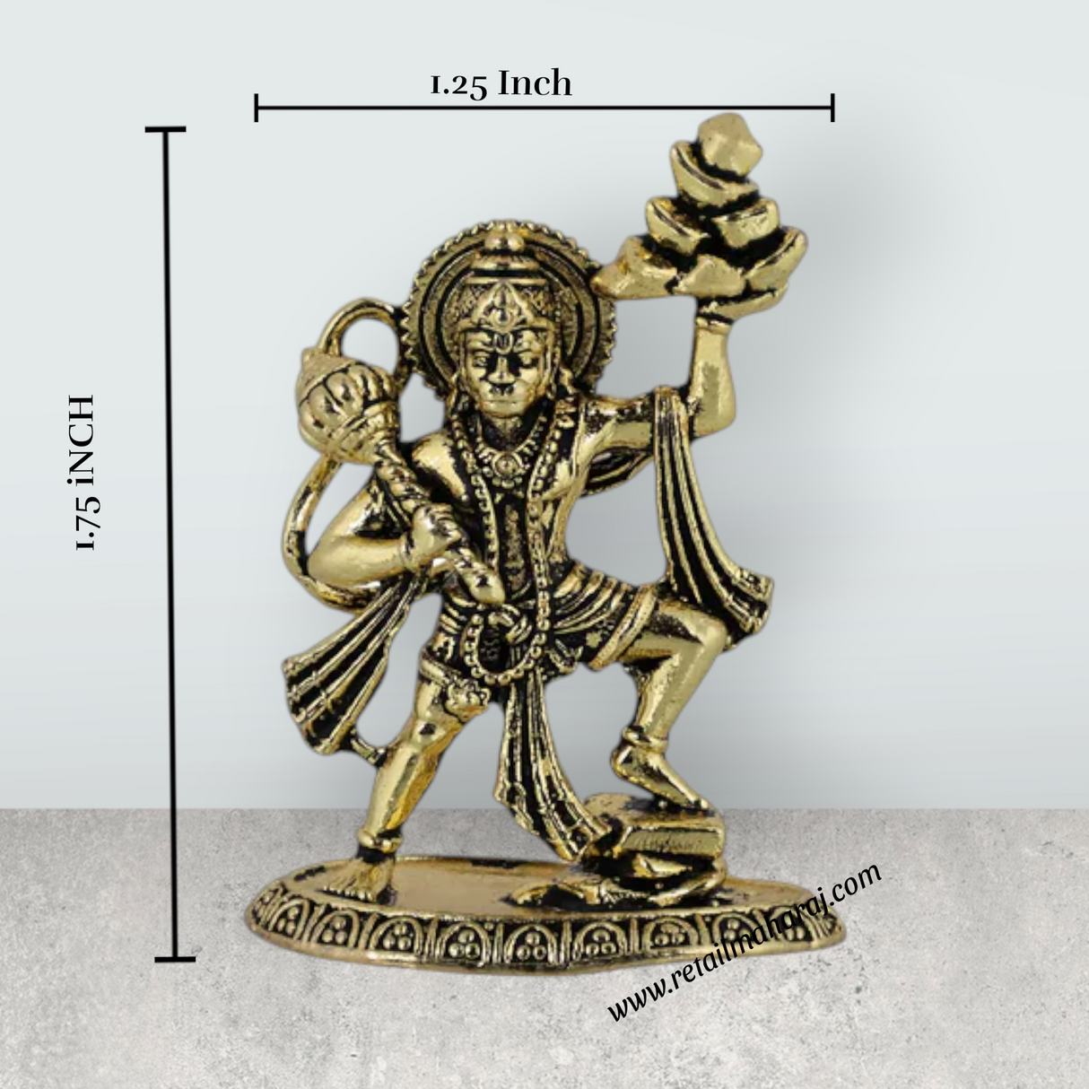 Hanuman Statue Lifting Sanjeevi Mountain – 1.75 X 1.25 Inches Antique Brass Idol Anjaneya Statue For Courage - Retail Maharaj