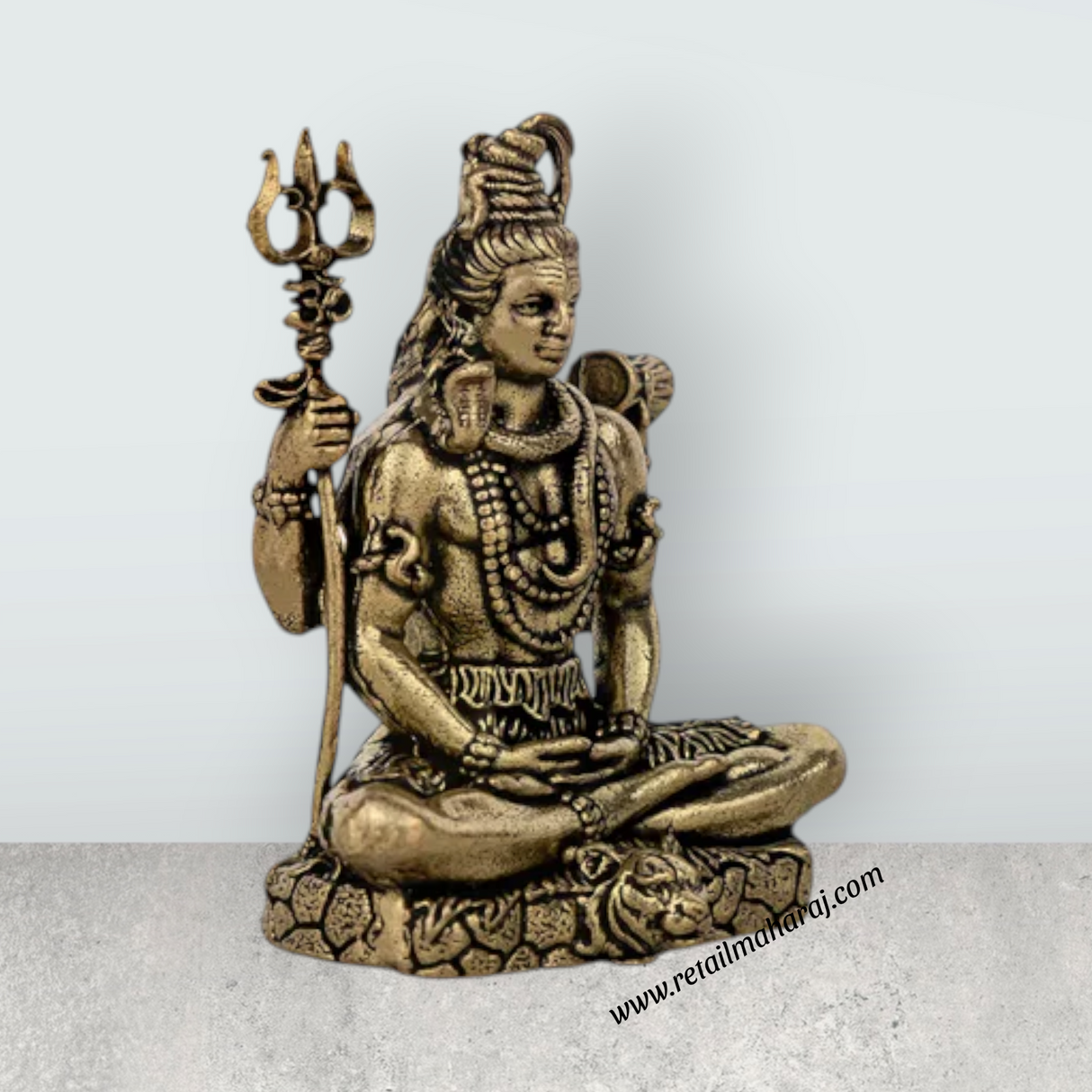 Shiva Statue – Antique Brass Shiv Murti / Lord Shivan Idol for Home Temple & Pooja Decor (2 x 1.5 Inches) - Retail Maharaj