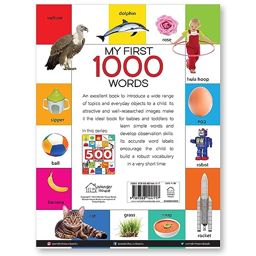My First 1000 Words: Early Learning Picture Book to learn Alphabet, Numbers, Shapes and Colours, Transport, Birds and Animals, Professions, Opposite Words, Action Words, Parts of the body and Objects Around Us. - Retail Maharaj