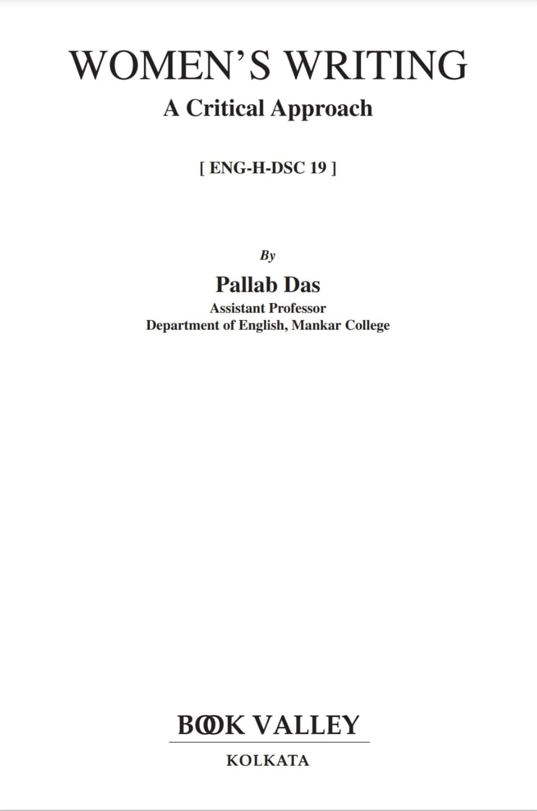 Woman's Writing ENG-H-DSC 19 (Major Course), Semester 7 (English Version)