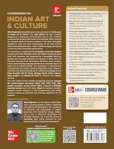 Indian Art and Culture Courseware, 6e by Nitin Singhania (IAS) for UPSC CSE 2026 | 400+ Solved Previous Years’ Questions (2013–2025) | 500+ CBT-based Practice Questions | 50+ Author Videos - Retail Maharaj