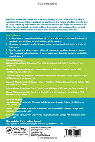 450 Single Best Answers In The Clinical Specialities (Medical Finals Revision Series) - Retail Maharaj