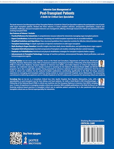 INTENSIVE CARE MANAGEMENT OF POST-TRANSPLANT PATIENTS: A GUIDE FOR CRITICAL CARE SPECIALISTS, VOL.1 - Retail Maharaj