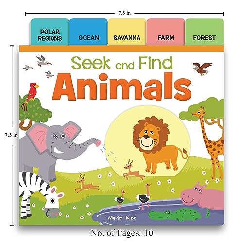 Seek And Find - Animals : Early Learning Board Books With Tabs - Retail Maharaj