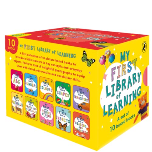 My First Library of Learning: Box set, Complete collection of 10 board books for kids 0 to 3 | ABC, Colors, Opposites, Numbers, Animals - Retail Maharaj