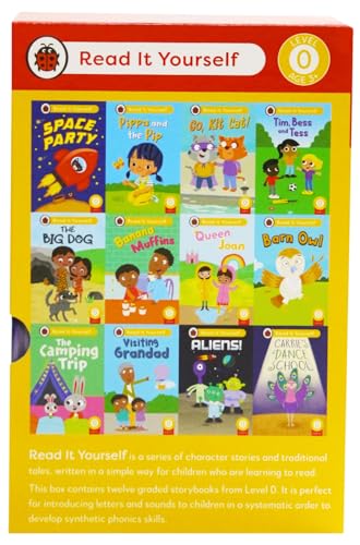 Read It Yourself with Ladybird: Phonics Readers Level 0: 12 Books Collection Box Set (Space Party, Pippa and the Pip, Go, Kit Cat!, Tim, Bess and Tess, The Big Dog, Banana Muffins and More) - Retail Maharaj