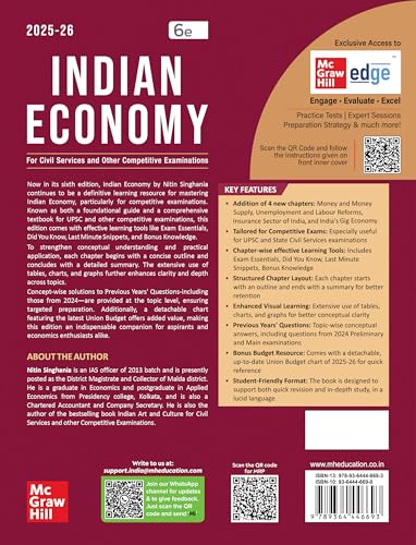 Indian Economy, 6e by Nitin Singhania (IAS) for UPSC 2026 | Chapter-wise Previous Years' Questions (2010-24) | Multicolor pluck-out chart | Updated Economic Survey 2024-25 & Union Budget 2025-26 - Retail Maharaj