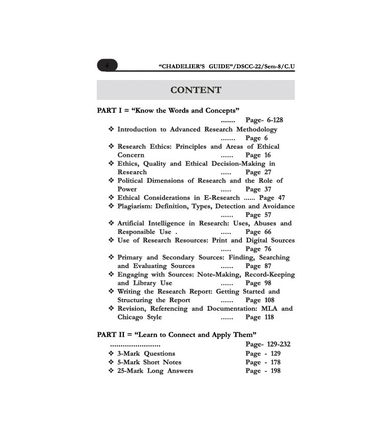 Research Methodology-II (DSCC-22, Semester-8, CU) Theory and Practice (English Version)