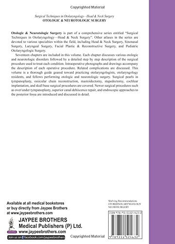 SURGICAL TECHNIQUES IN OTOLARYNGOLOGY- HEAD & NECK SURGERY: OTOLOGIC & NEUROTOLOGIC SURGERY - Retail Maharaj