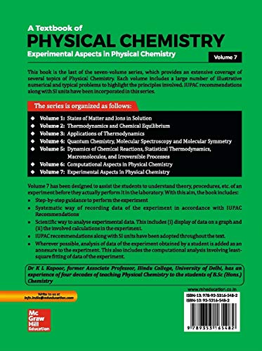 A Textbook of Physical Chemistry: Experimental Aspects In Physical Chemistry (SI Units) Volume 7 - Retail Maharaj