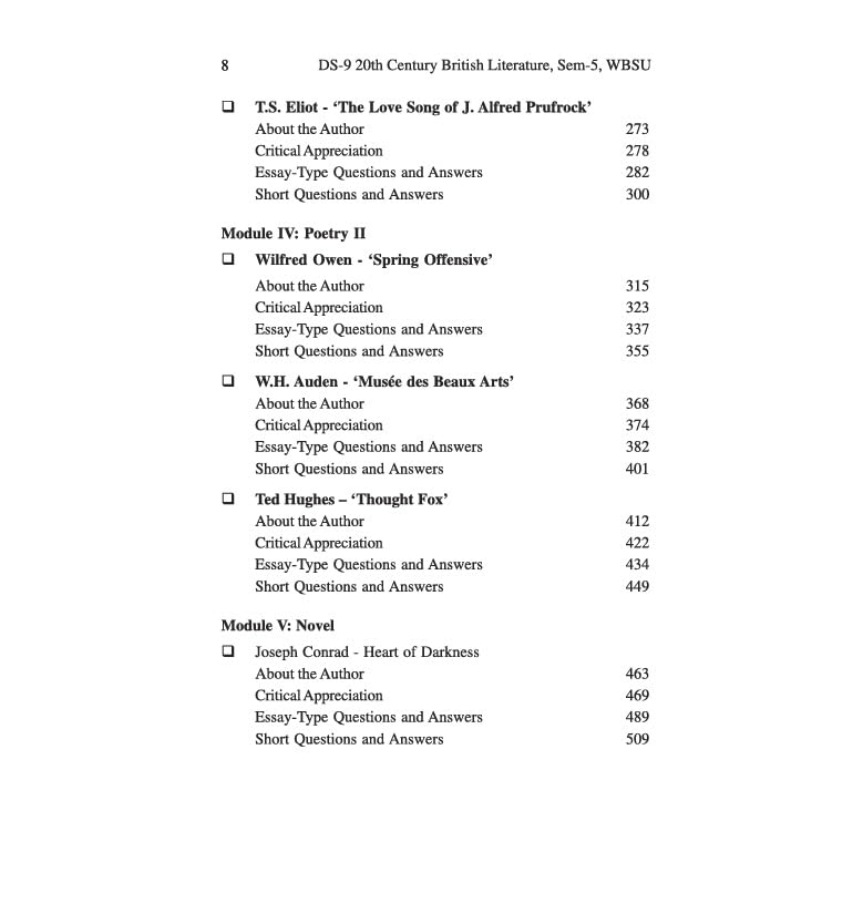 20th Century British Literature DS 9 ENGDSC509T, Sem-5, WBSU: Text with Guide (English Version)