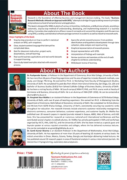 Taxmann's Business Research Methods | A Hands-on Approach with SPSS – Concise | Practical Textbook that Simplifies Business Research Through—Theory | SPSS-based Data Analysis | Examples - Retail Maharaj