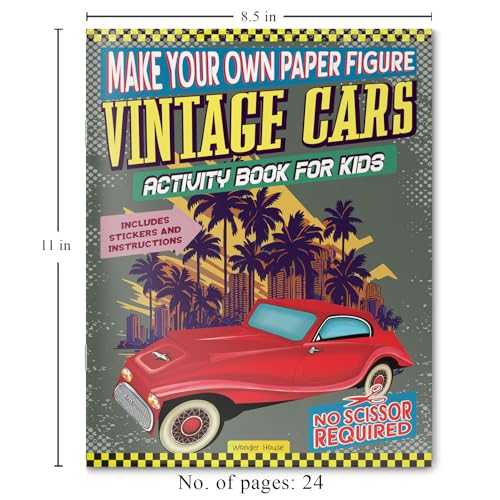 Make Your Own Paper Figures – Vintage Cars Cut, Fold & Assemble Classic Car Models | Ages 6–10 | DIY Craft Kit with 2+ Hours of Creative Fun - Retail Maharaj